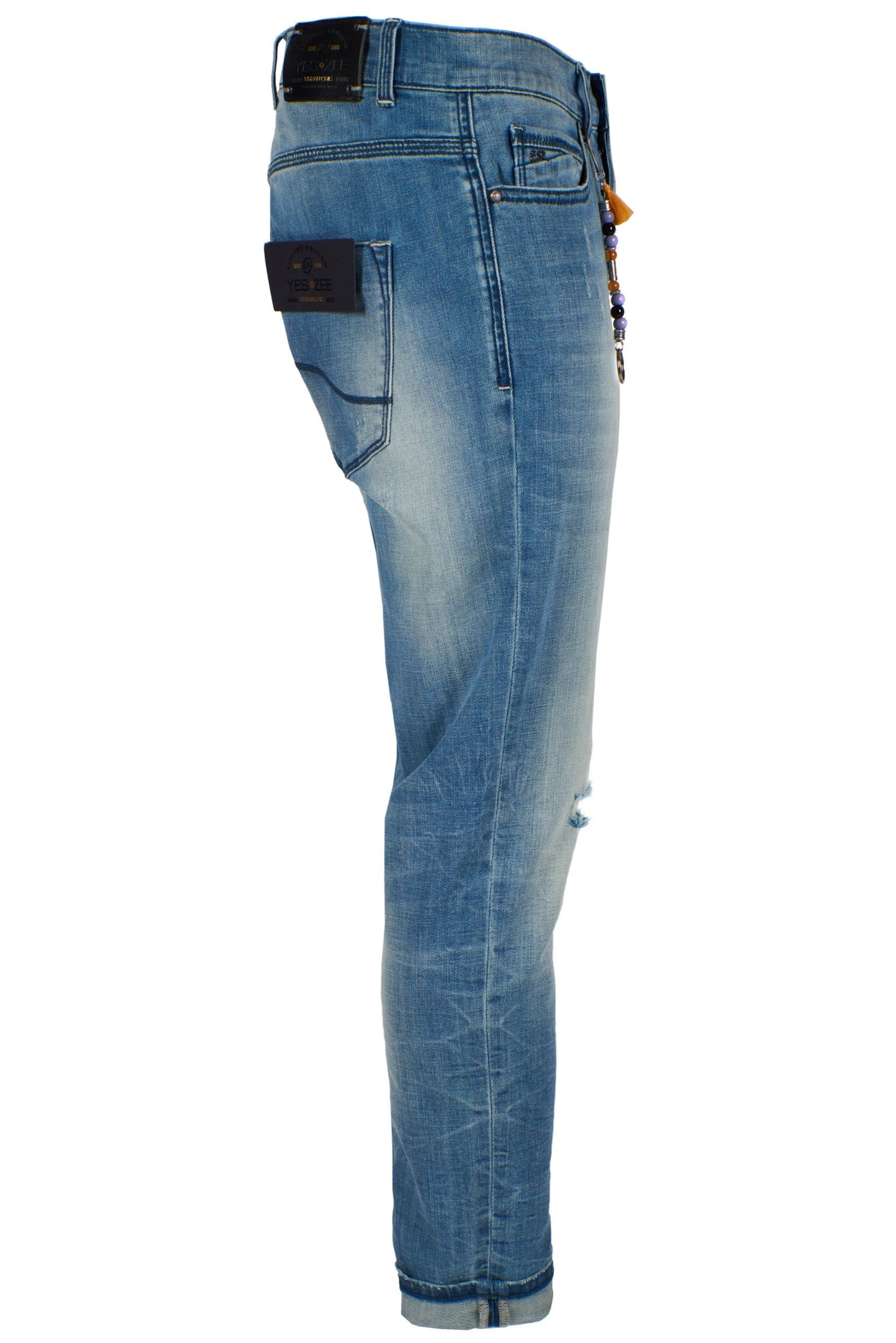Sleek Light Wash Five-Pocket Jeans for Men
