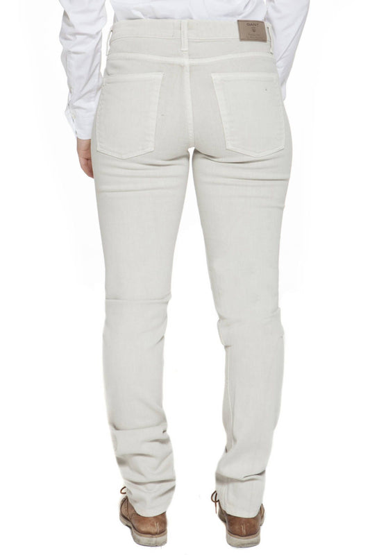 Beige Cotton Women's Trouser