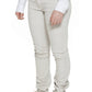 Beige Cotton Women's Trouser