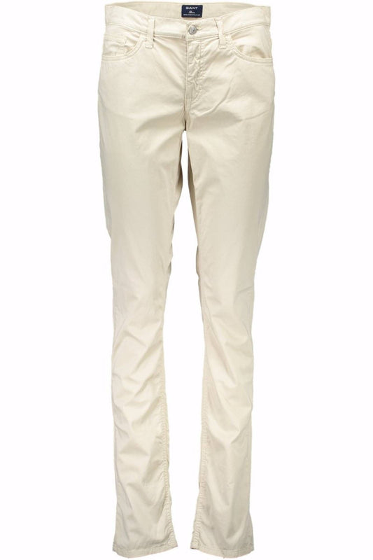 Beige Cotton Women Pant