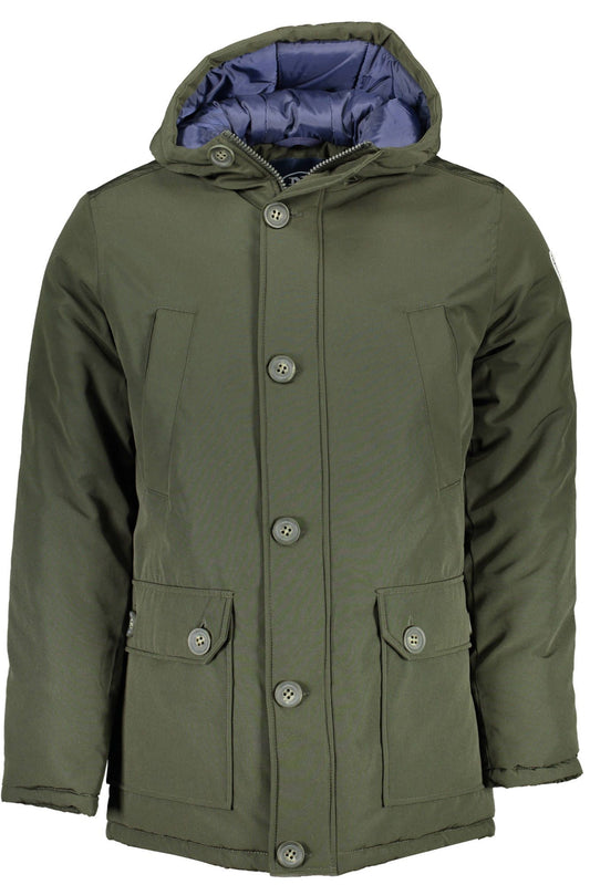 Green Cotton Men Jacket
