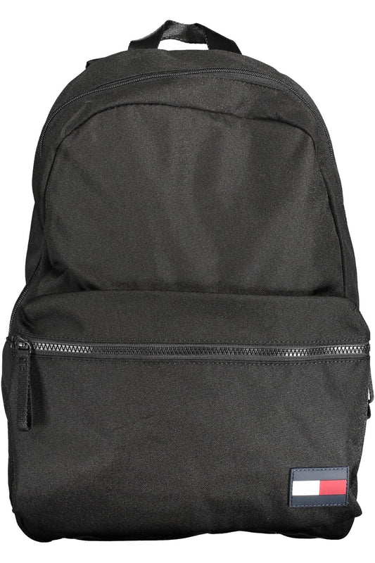 Black Polyester Men Backpack