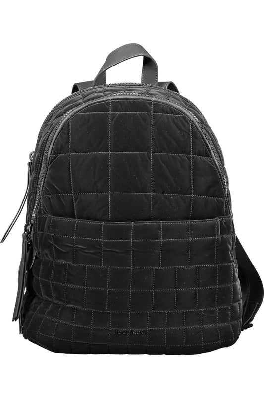 Black Polyurethane Women Backpack
