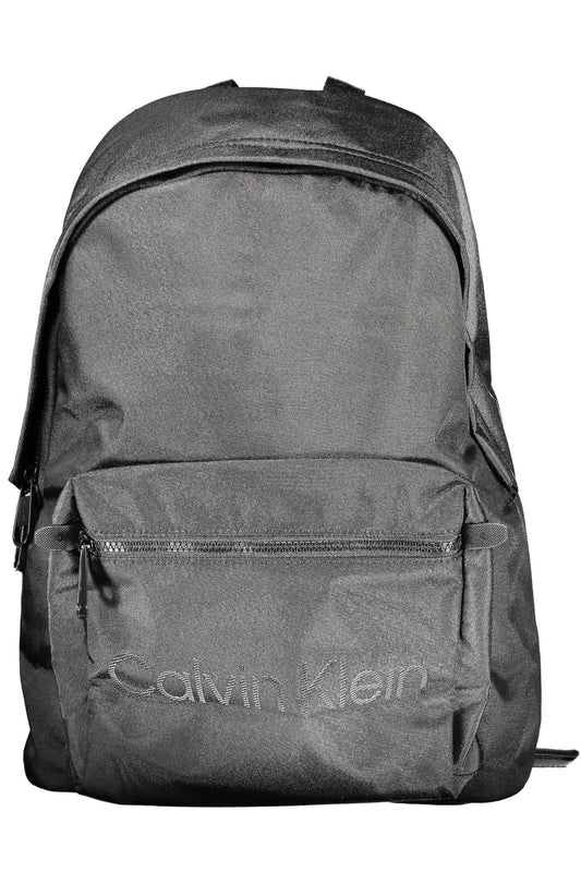 Black Polyester Men Backpack