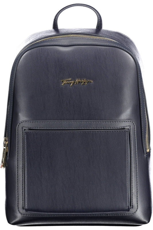 Blue Polyurethane Women Backpack