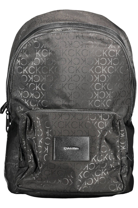 Black Polyester Men Backpack