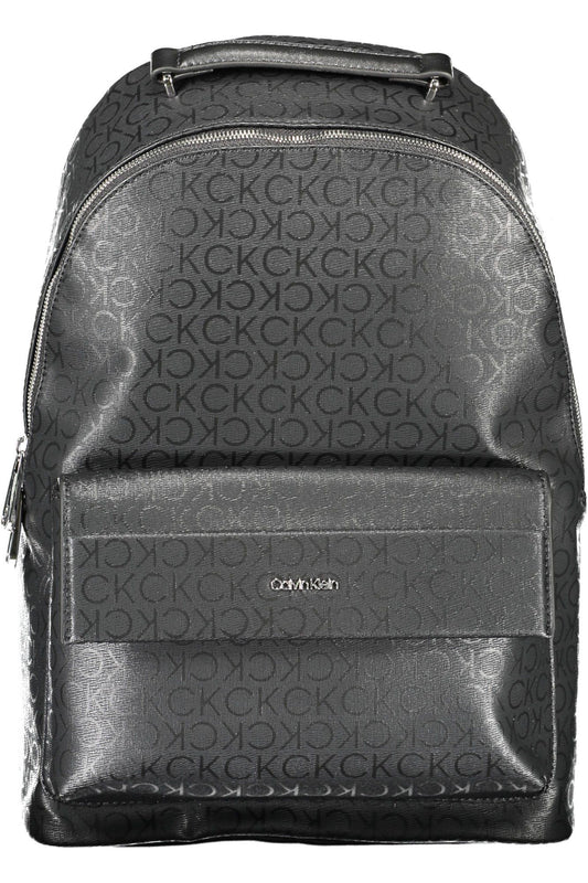 Black Polyester Men Backpack