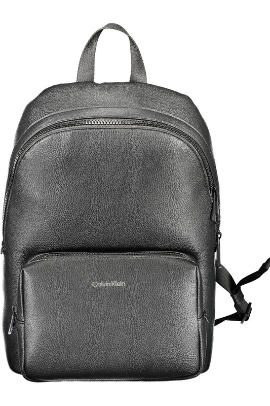 Black Polyurethane Mens Backpack