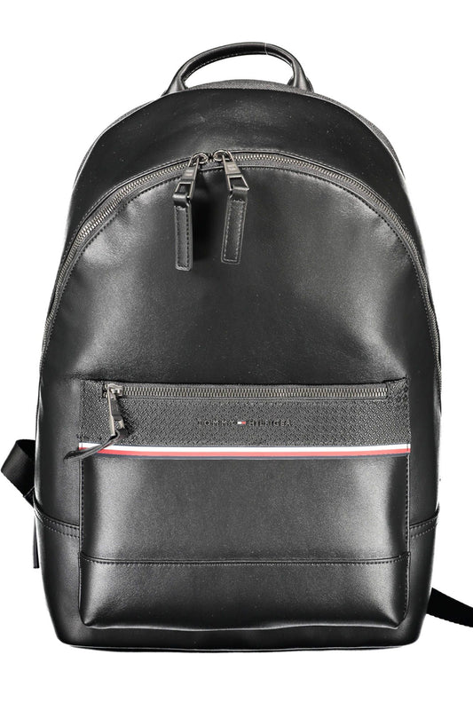 Black Polyester Men Backpack