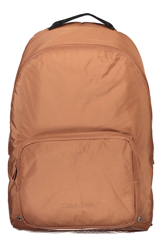 Brown Recycled Polyester Men Backpack