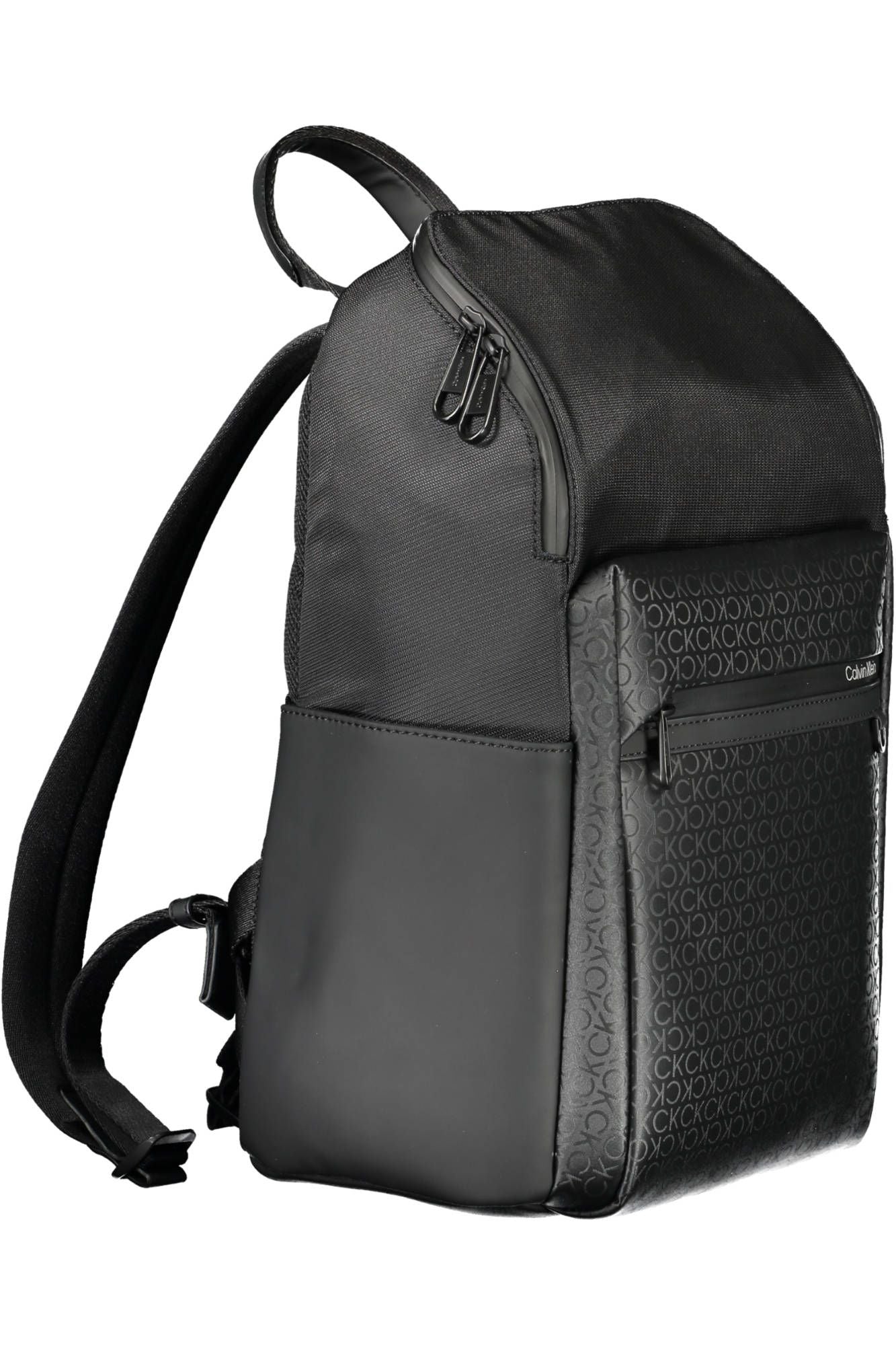 Black Polyester Men Backpack