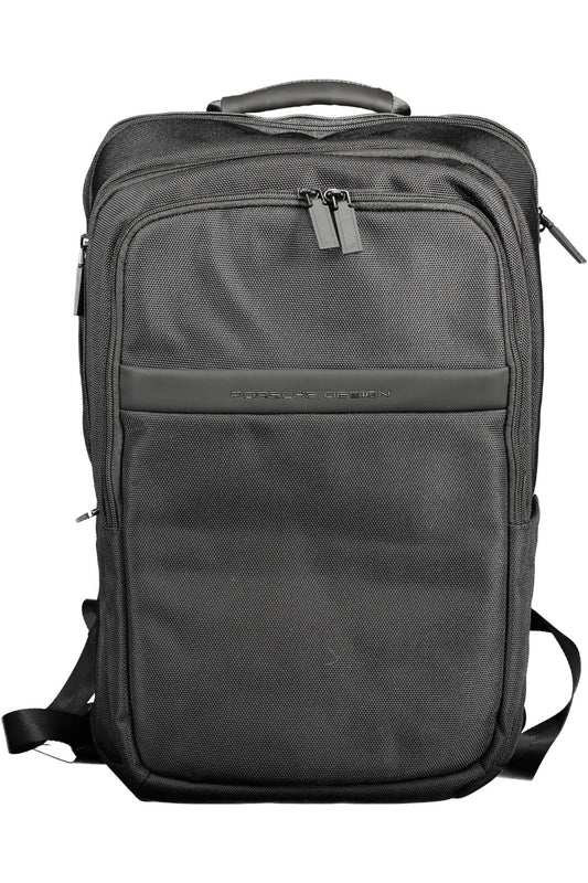 Black Polyester Men Backpack