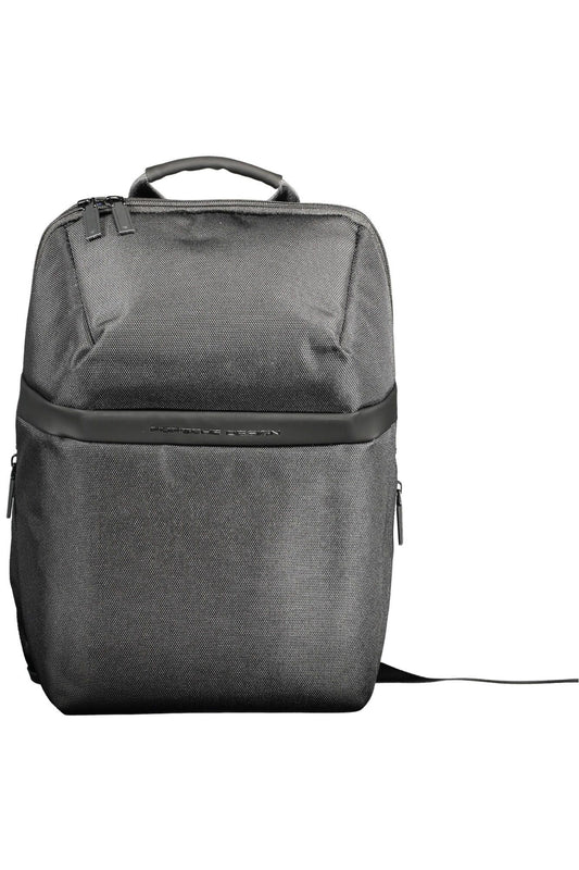 Black Polyester Men Backpack