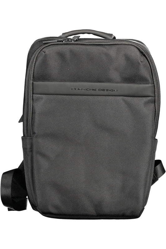 Black Polyester Men Backpack