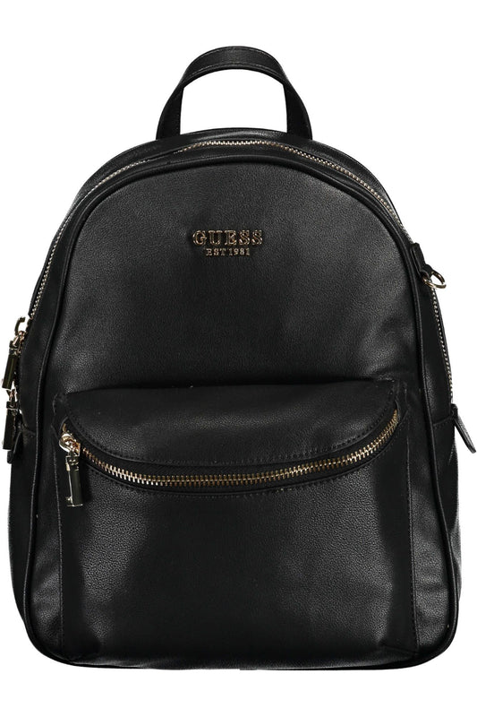 Black Polyurethane Women Backpack