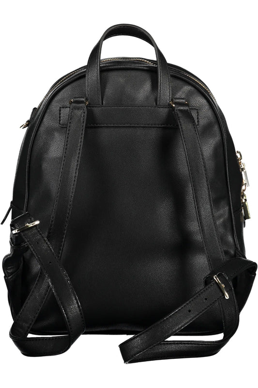 Black Polyurethane Women Backpack