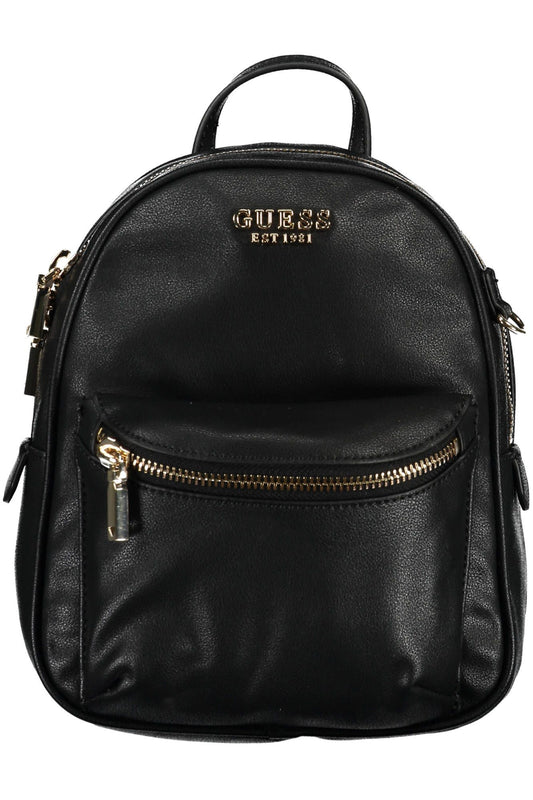 Black Polyurethane Women Backpack