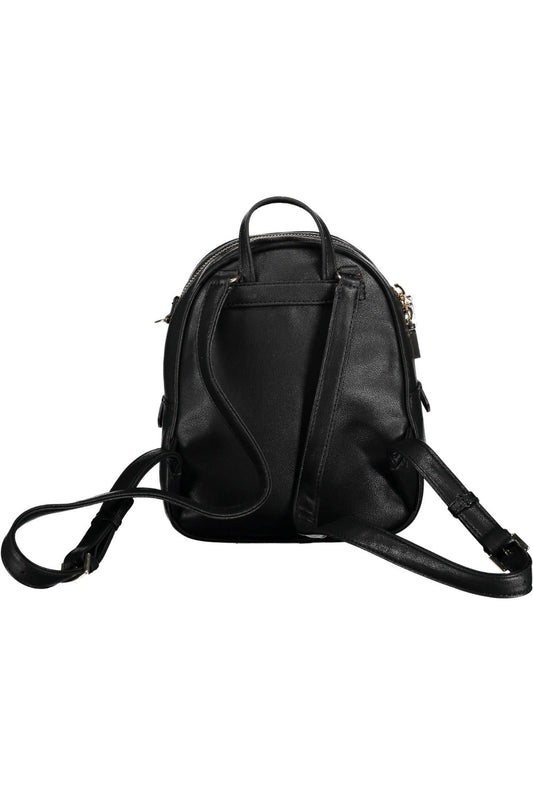 Black Polyurethane Women Backpack