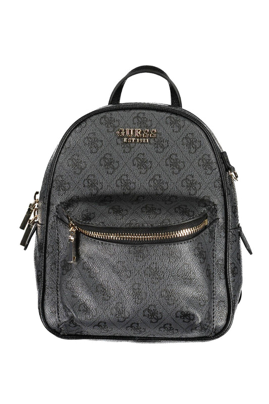 Black Polyurethane Women Backpack