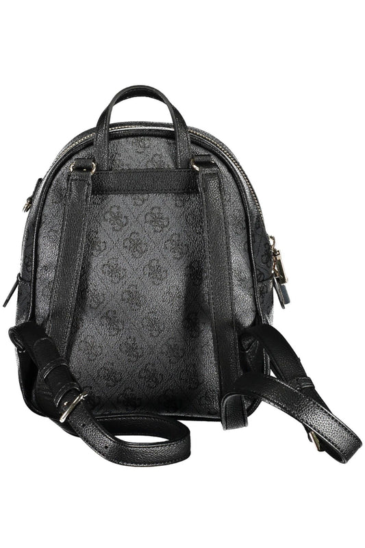 Black Polyurethane Women Backpack