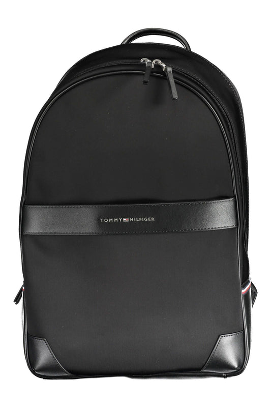 Black Polyester Men Backpack