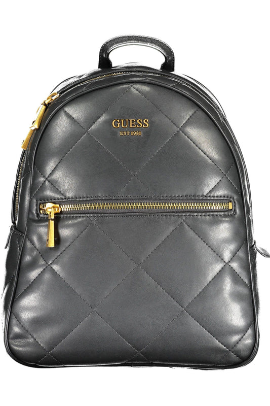 Black Polyurethane Women Backpack