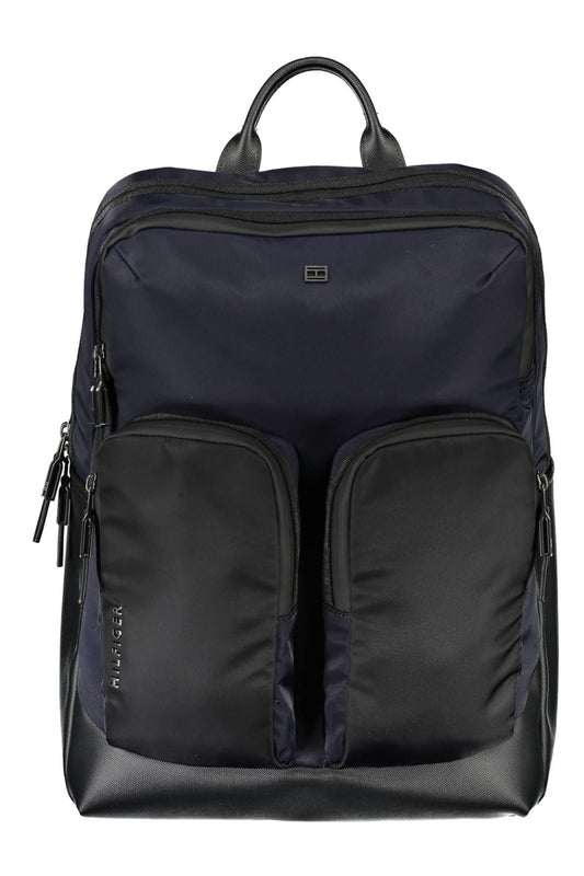 Blue Polyurethane Men Backpack