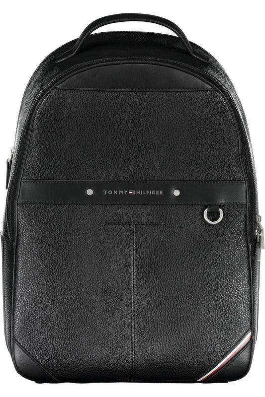 Black Polyurethane Men Backpack
