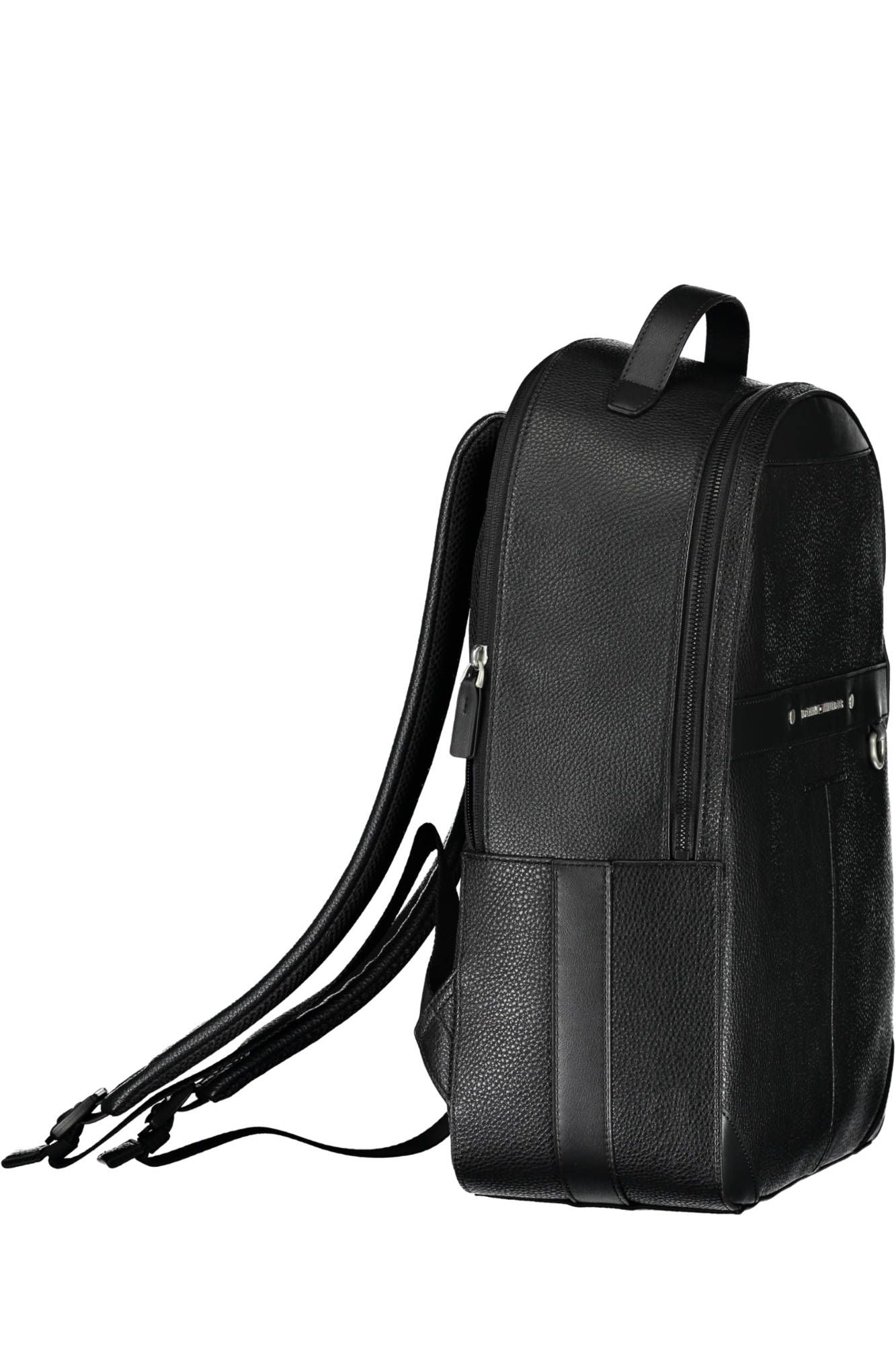 Black Polyurethane Men Backpack