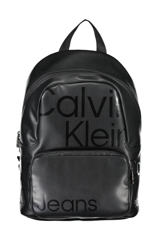 Black Polyurethane Men Backpack