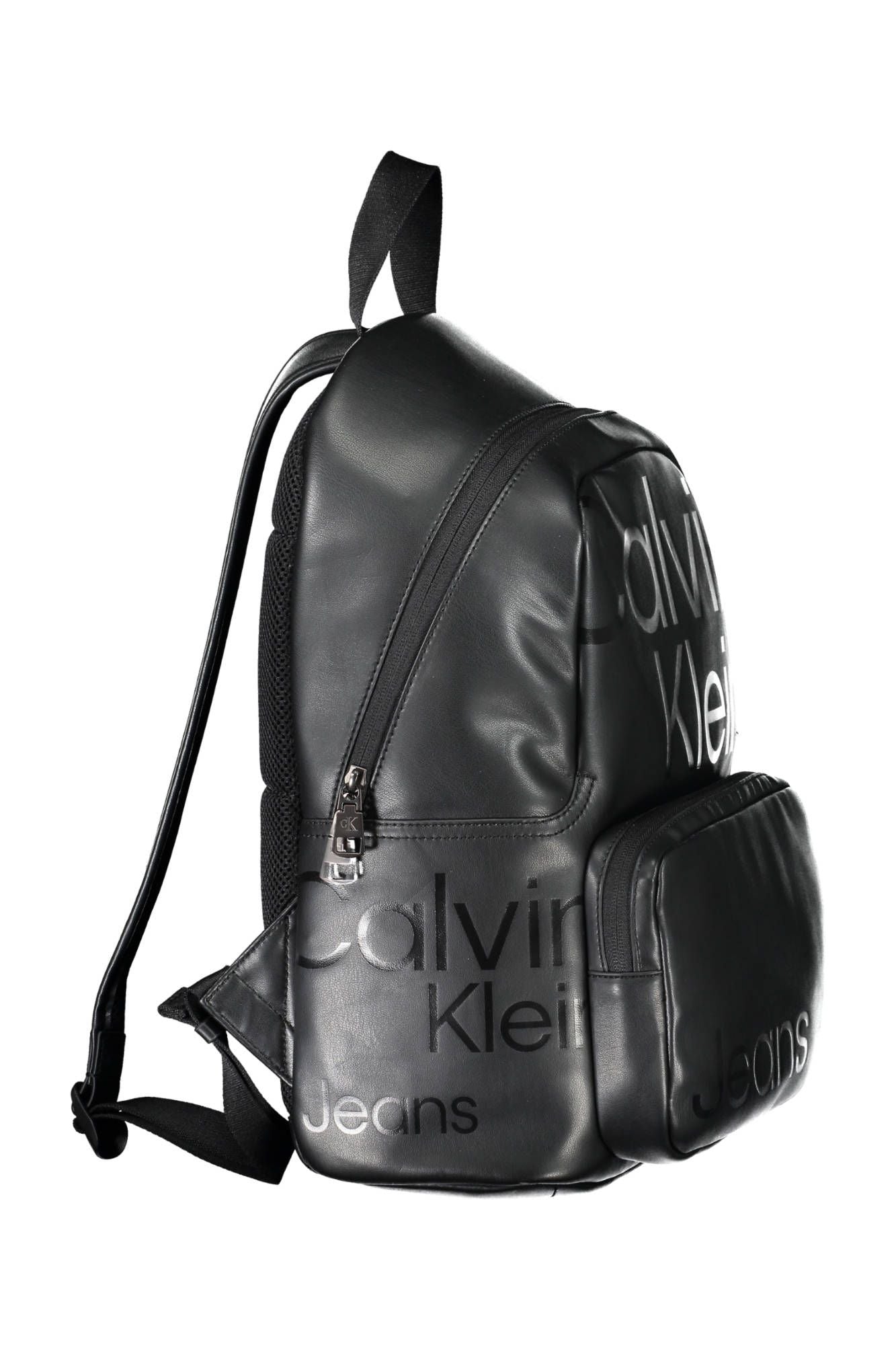 Black Polyurethane Men Backpack