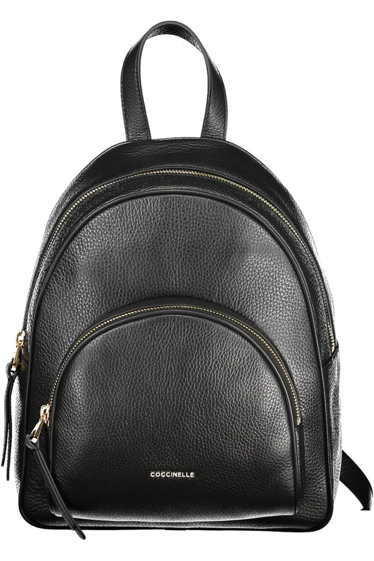 Black Leather Women Backpack