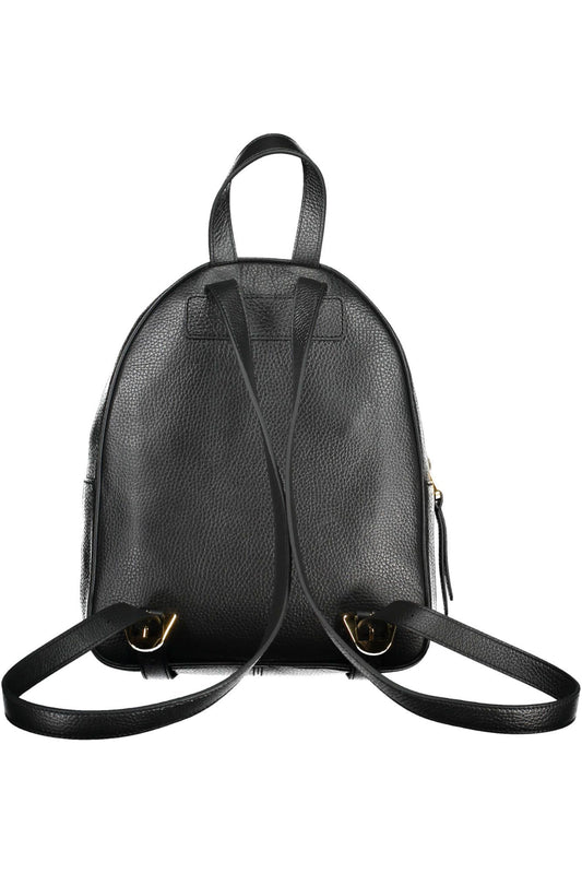 Black Leather Women Backpack