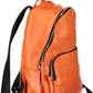 Orange Polyurethane Women Backpack