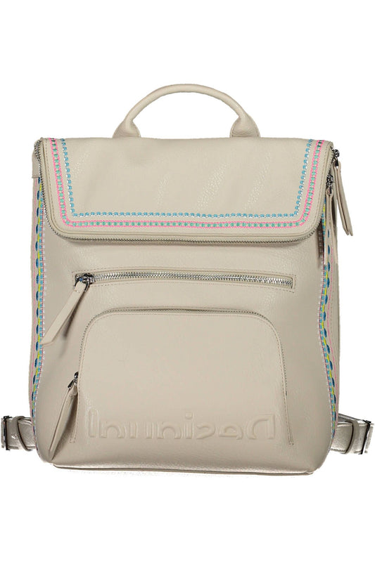 White Polyurethane Women Backpack