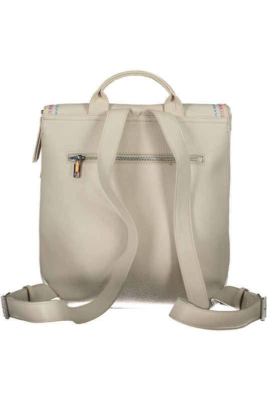 White Polyurethane Women Backpack
