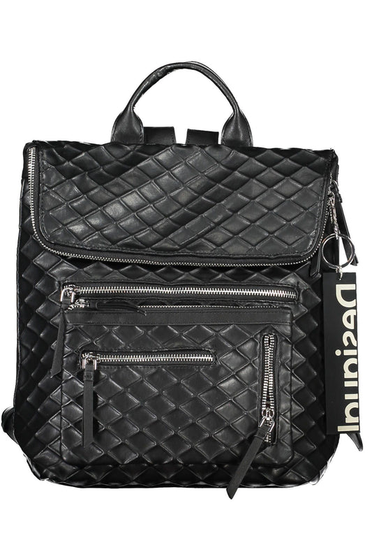 Black Polyurethane Women Backpack