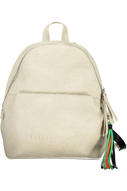 White Polyurethane Women Backpack