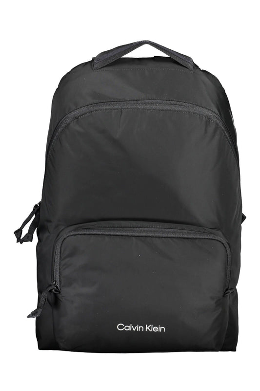 Black Polyester Men Backpack