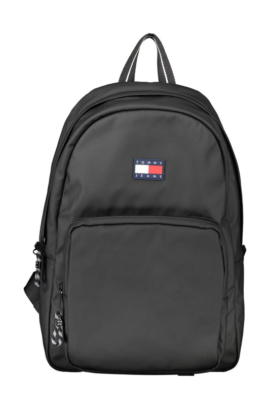 Black Polyester Men Backpack