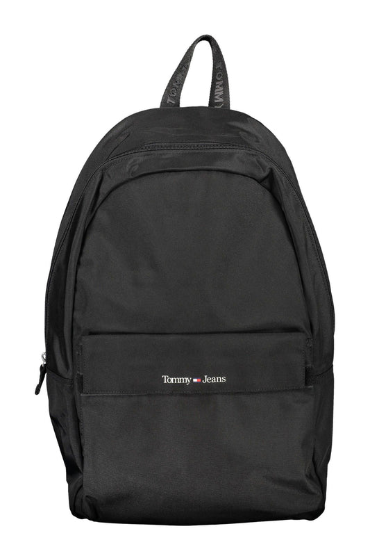 Black Recycled Polyester Men Backpack