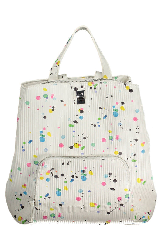White Polyurethane Women Backpack