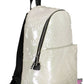 White Polyurethane Women Backpack