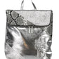 Silver Polyurethane Women Backpack