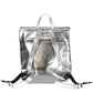 Silver Polyurethane Women Backpack