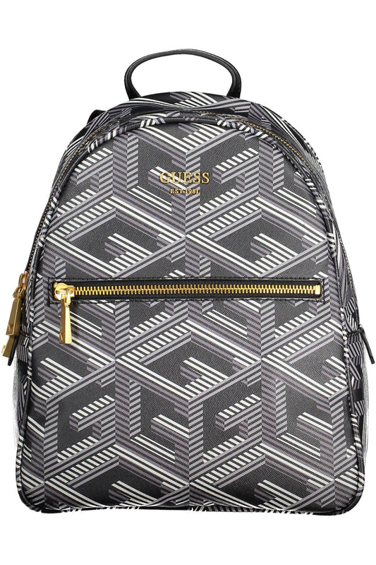 Black Polyurethane Women Backpack