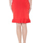 Chic Red Longuette Skirt with Zip Detail