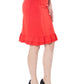 Chic Red Longuette Skirt with Zip Detail