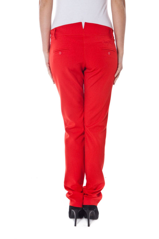 Red Polyester Women Pant