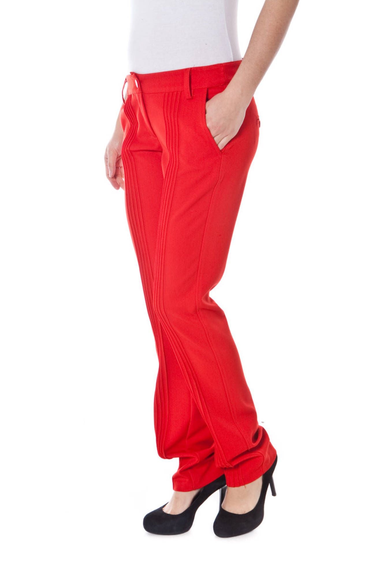Red Polyester Women Pant